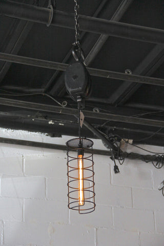 Black Pulley Pendant with Cage Shade